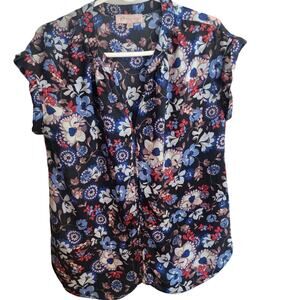 Philosophy Top Womens Medium Semi Sheer Blouse Cottage Core Prairie Floral
